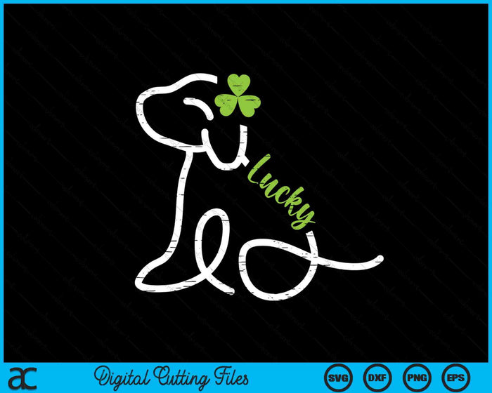 Lucky Dog St Patricks Day Cute Irish Puppy Shamrock Clover SVG PNG Digital Printable Files