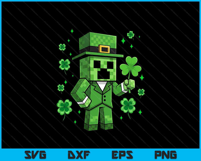 Lucky Leprechaun St Patrick's Day Video Game Pixel SVG PNG Digital Printable Files