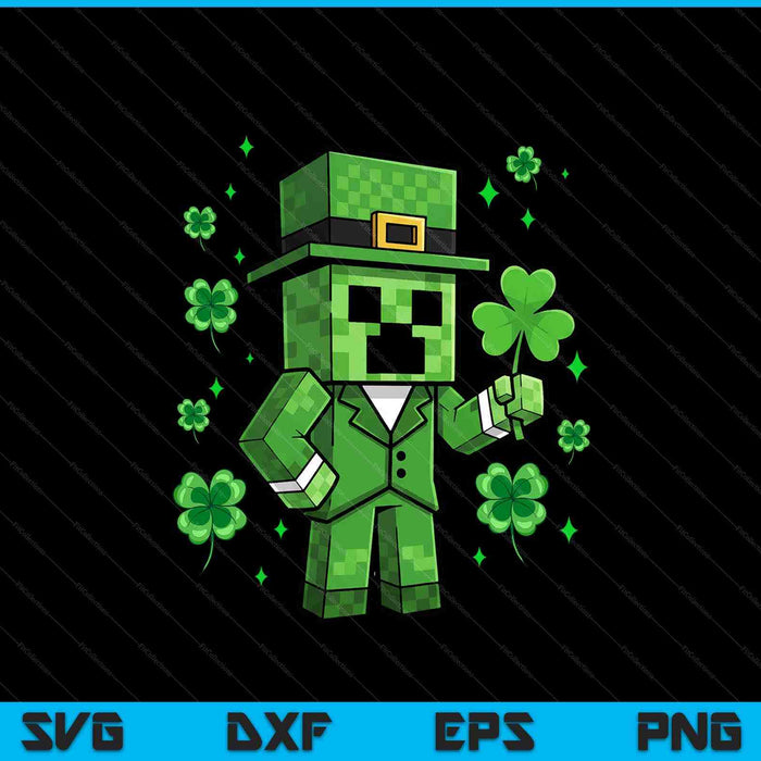 Lucky Leprechaun St Patrick's Day Video Game Pixel SVG PNG Digital Printable Files