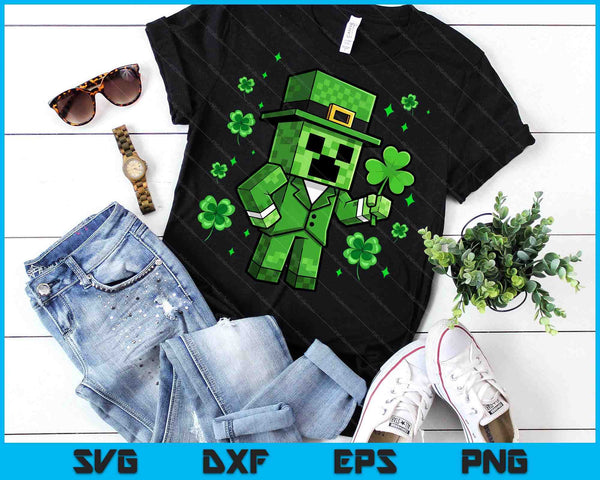 Lucky Leprechaun St Patrick's Day Video Game Pixel SVG PNG Digital Printable Files