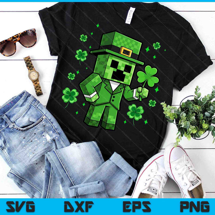 Lucky Leprechaun St Patrick's Day Video Game Pixel SVG PNG Digital Printable Files