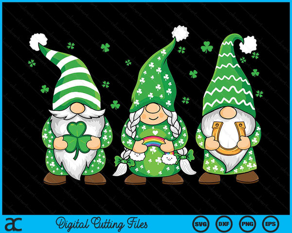 Lucky Rainbow Gnome Happy St Patrick's Day SVG PNG Digital Printable Files