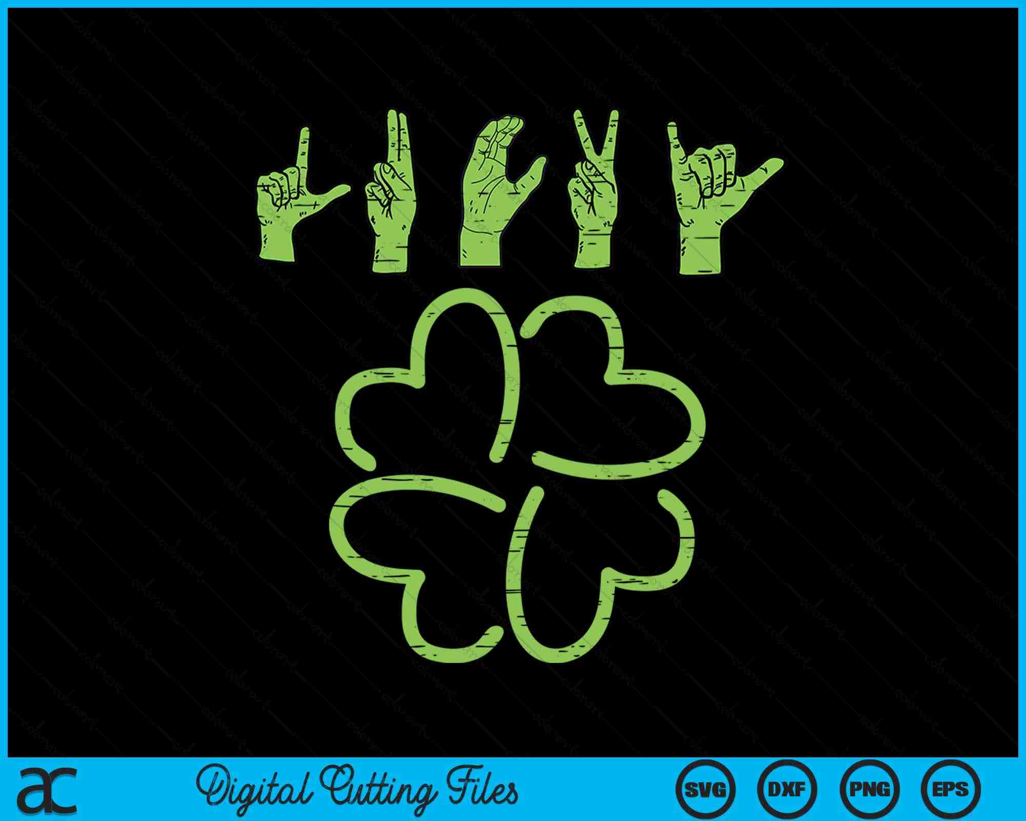 Good Luck Asl Sign Lucky Sign Language Deaf St Patricks Day Irish ASL SVG PNG Files ...
