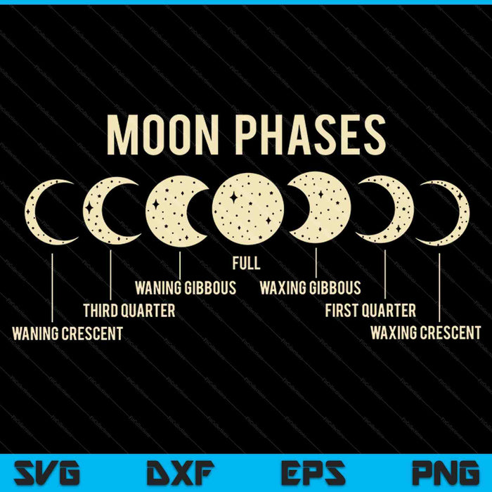 Lunar cycle apparel astronomy full moon SVG cut file