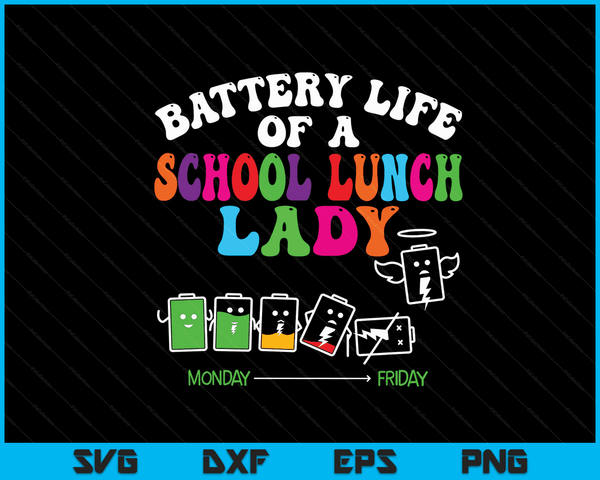 Lunch Lady Batterij Cafetaria Voedselbereiding Assistent SVG PNG Digitale Snijbestanden
