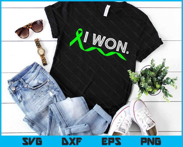 Lymphoma Cancer I Won Lime Green Ribbon Awareness Warrior SVG PNG Digital Printable Files