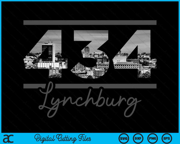 Lynchburg 434 Area Code Skyline Virginia Vintage SVG PNG Digital Cutting Files