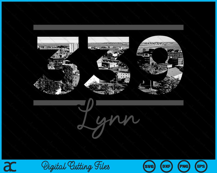 Lynn 339 Netnummer Skyline Massachusetts Vintage SVG PNG digitale snijbestanden