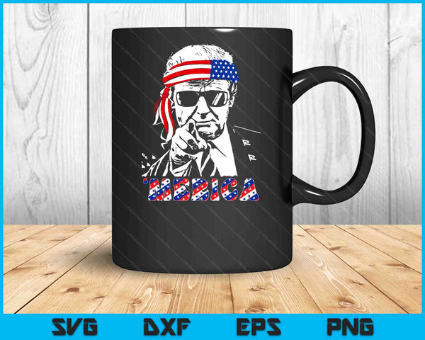 'MERICA TRUMP Happy 4th Of July Trump American Flag SVG PNG Digital Printable Files - on a t-shirt