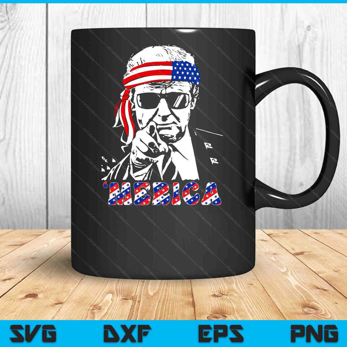 'MERICA TRUMP Happy 4th Of July Trump American Flag SVG PNG Digital Printable Files