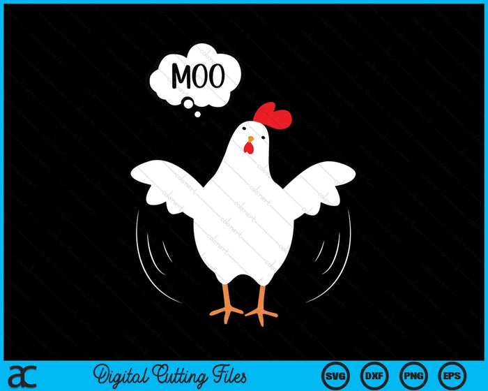 MOO divertido pollo de vaca SVG PNG archivos de corte digital