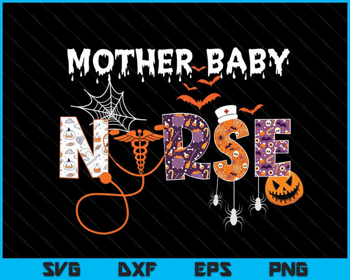 Mother Baby Nurse Halloween Spooky Stethoscope SVG PNG Digital Cutting Files