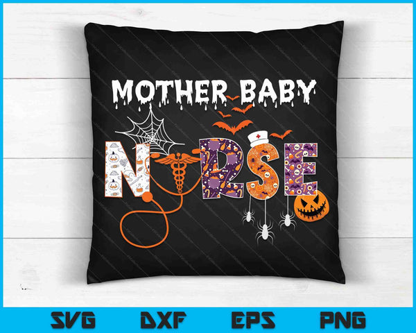 Moeder Baby Nurse Halloween Spooky stethoscoop SVG PNG digitale snijbestanden