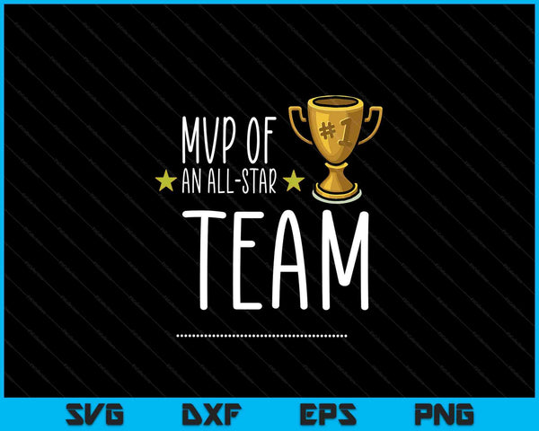 MVP of an ALL-STAR team, with trophy and stars SVG cut file