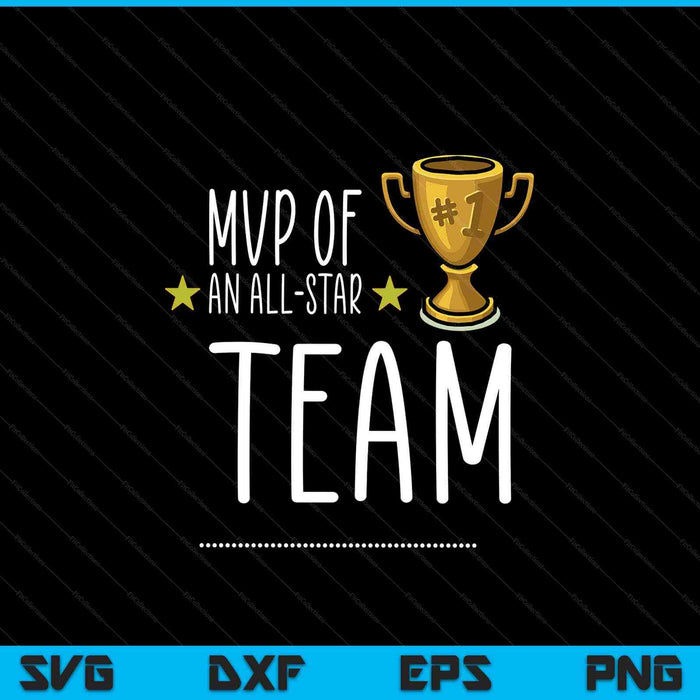 MVP of an ALL-STAR team, with trophy and stars SVG cut file