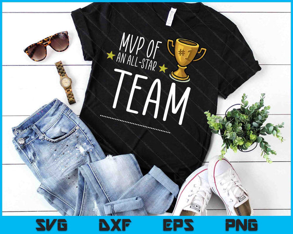 MVP Of An ALL-STAR Team, With Trophy And Stars Graphic SVG PNG Digital Printable Files