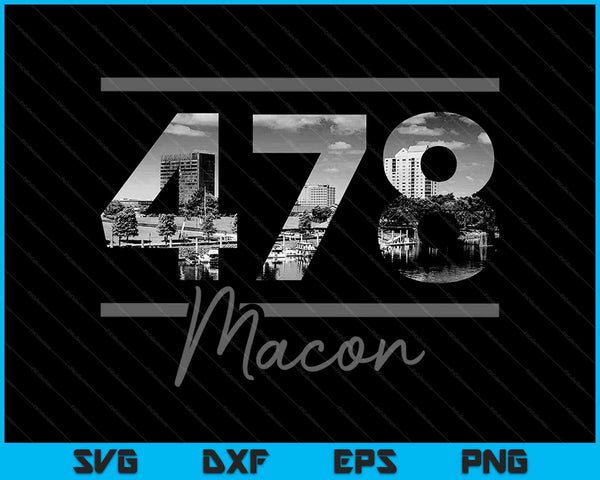 Macon 478 Area Code Skyline Georgia Vintage SVG PNG Cutting Printable Files