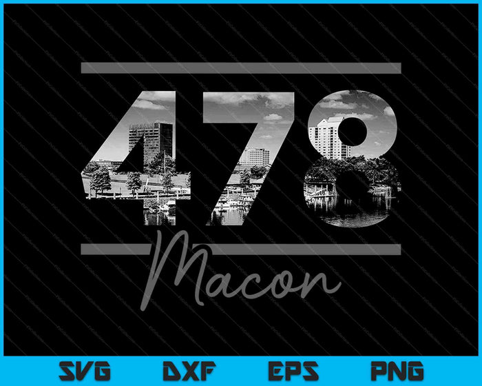 Macon 478 Código de área Skyline Georgia Vintage SVG PNG Cortar archivos imprimibles