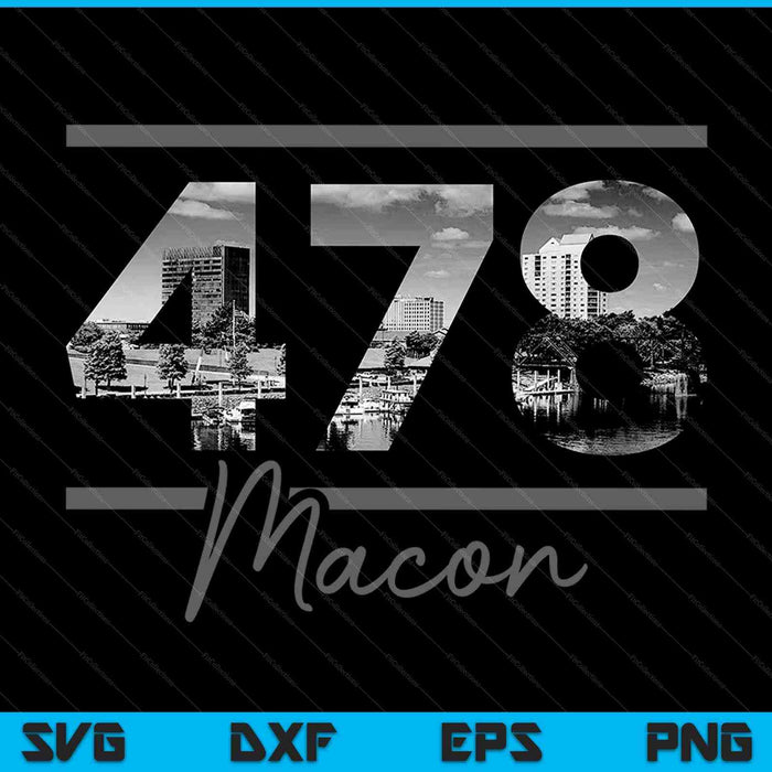 Macon 478 Netnummer Skyline Georgië Vintage SVG PNG snijden afdrukbare bestanden