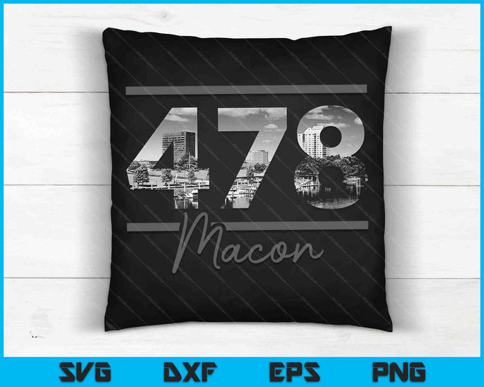 Macon 478 Netnummer Skyline Georgië Vintage SVG PNG snijden afdrukbare bestanden