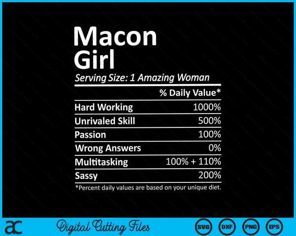 Macon Girl GA Georgia Funny City Home Roots SVG PNG Cutting Printable Files