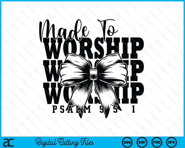 Retro Christian Worship Bow & Psalm SVG PNG Digital Printable Files