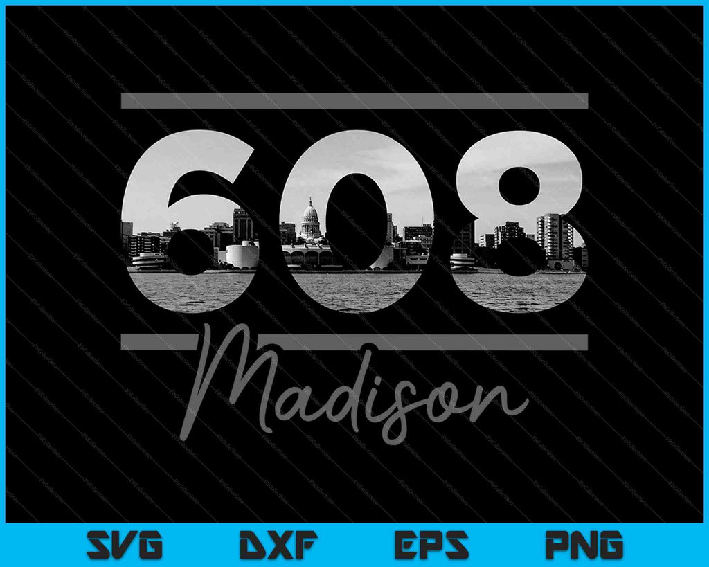 Madison 608 Area Code Skyline Wisconsin Vintage SVG PNG Files ...