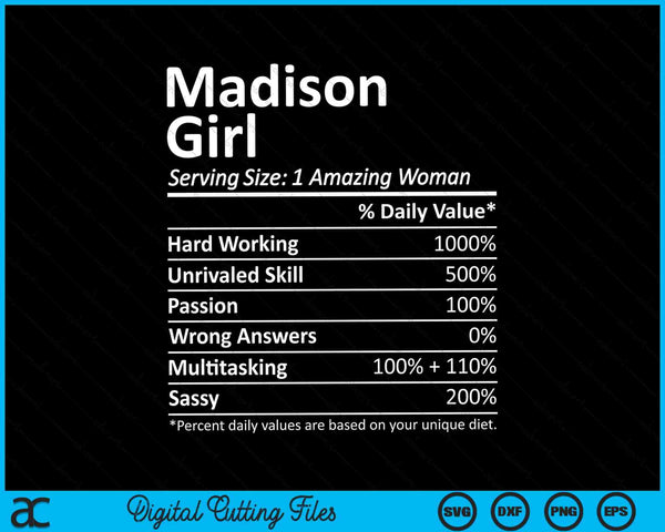 Madison Girl WI Wisconsin Funny City Home Roots SVG PNG Cutting Printable Files