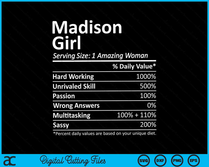 Madison Girl WI Wisconsin Funny City Home Roots SVG PNG Cortar archivos imprimibles