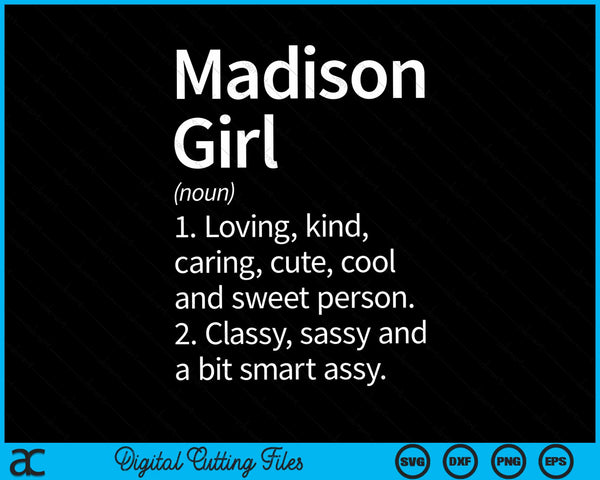 Madison Girl WI Wisconsin Home Roots SVG PNG Cutting Printable Files