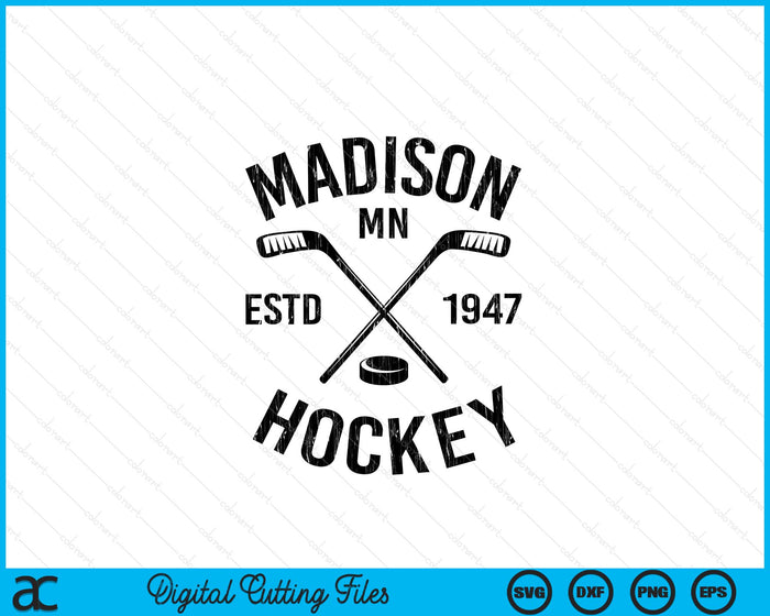 Madison Minnesota Ice Hockey Sticks Vintage Gift SVG PNG Digital Cutting Files