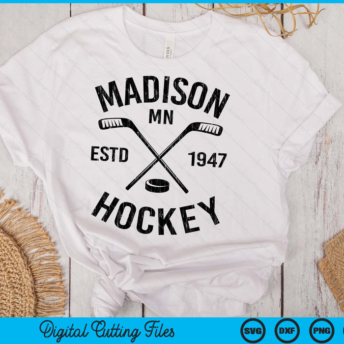 Madison Minnesota Ice Hockey Sticks Vintage Gift SVG PNG Digital Cutting Files