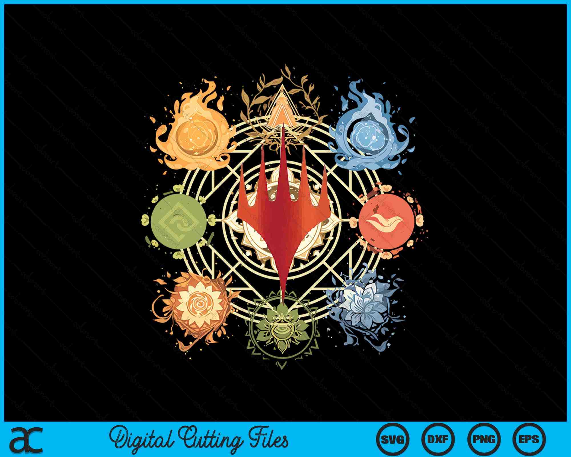 Magic The Gathering Mana Symbols Epic Poster SVG PNG Printable Files