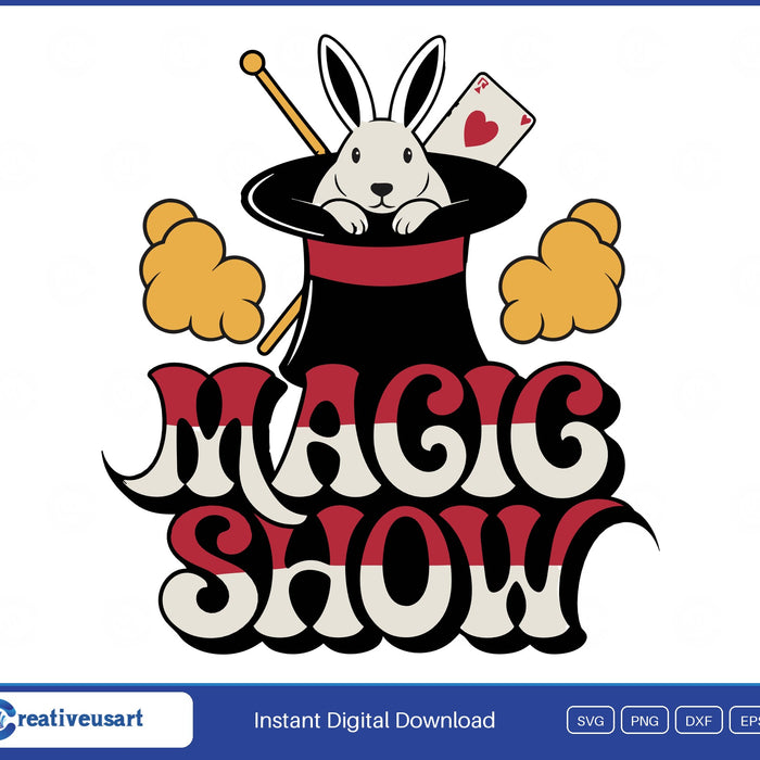 Magic Show Rabbit In Top Hat Magician Halloween Costume SVG - Magic Show rabbit in top hat design