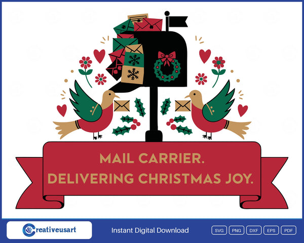 Mail Carrier Delivering Christmas Joy SVG printed on a white t-shirt