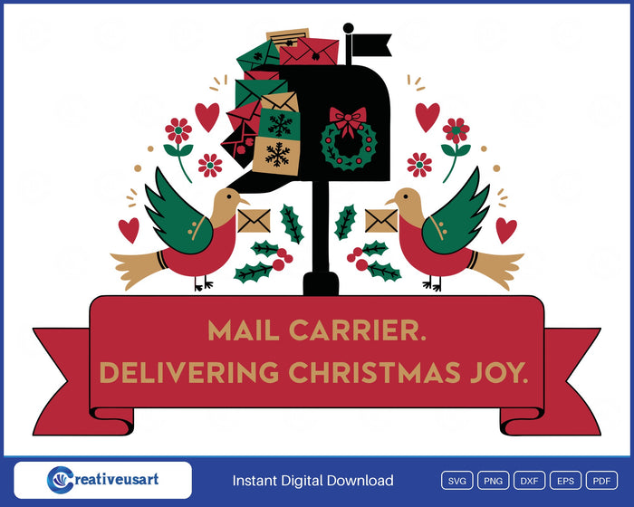 Mail Carrier Delivering Christmas Joy SVG printed on a white t-shirt