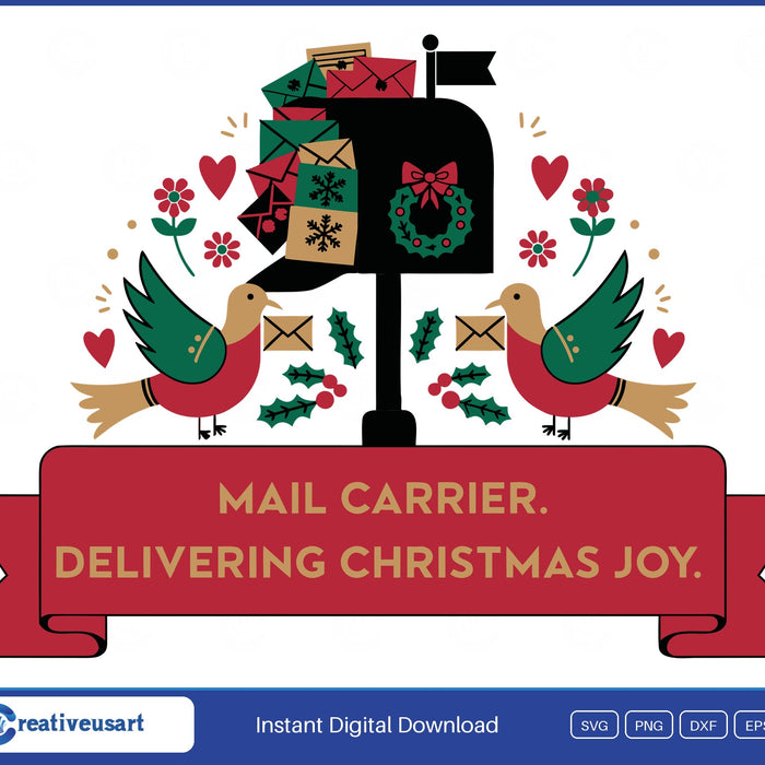 Mail Carrier Delivering Christmas Joy SVG printed on a white t-shirt