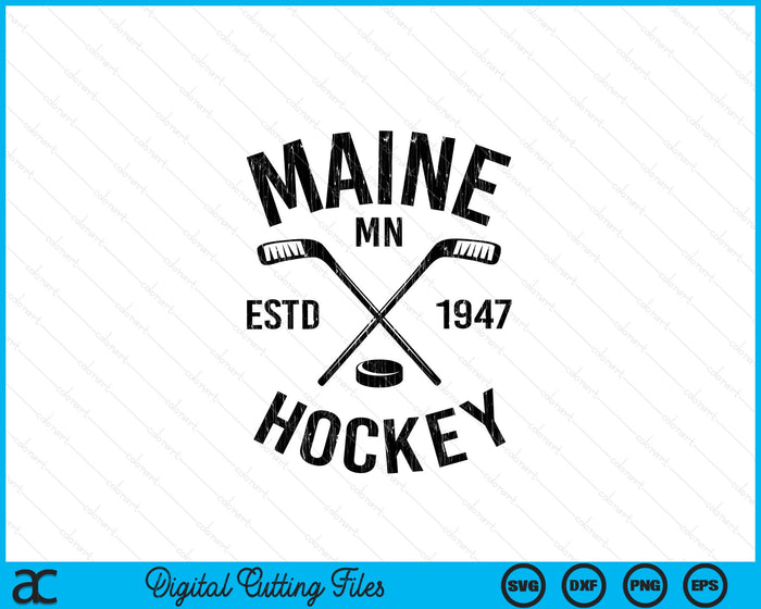 Maine Minnesota Ice Hockey Sticks Vintage Gift SVG PNG Digital Cutting Files