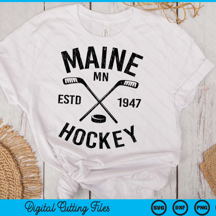 Maine Minnesota Ice Hockey Sticks Vintage Gift SVG PNG Digital Cutting Files