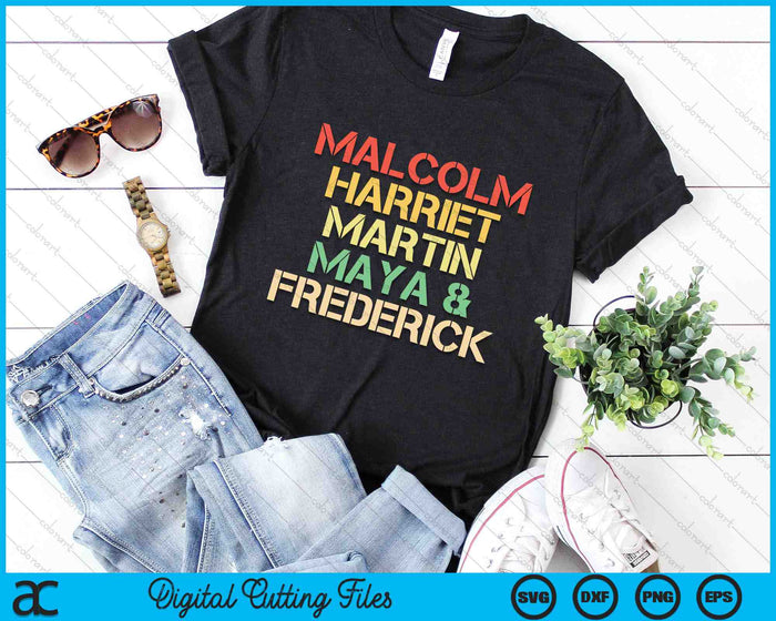 Malcolm Harriet Martin Maya Frederick Black History SVG PNG digitale snijbestanden