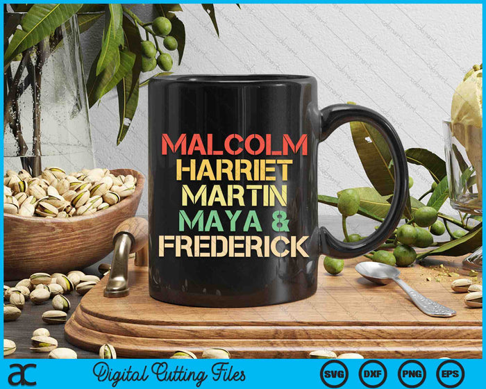 Malcolm Harriet Martin Maya Frederick Black History SVG PNG digitale snijbestanden