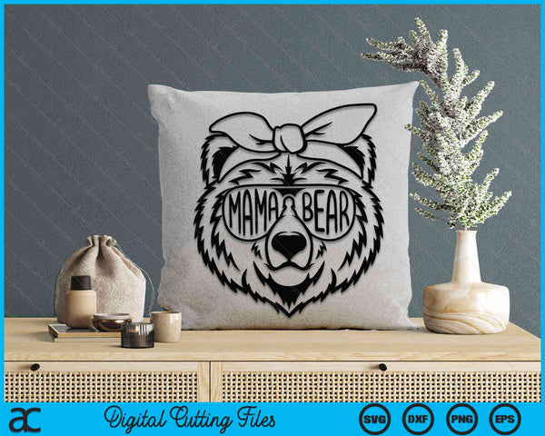 Mama Bear With Bandana Mama Bear SVG PNG Digital Cutting Files