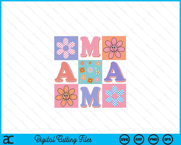 Mama floral smiley face SVG cut file