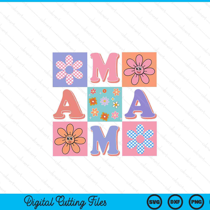 Mama floral smiley face SVG cut file