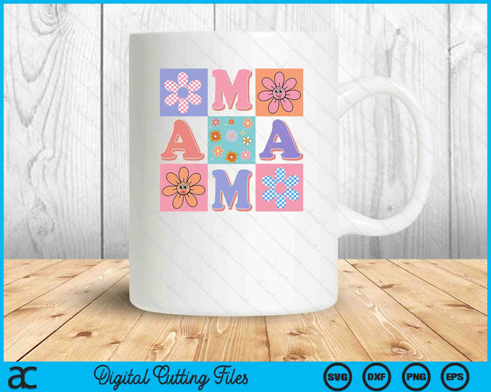 Mama Floral Smiley Face SVG PNG Digital Printable Files