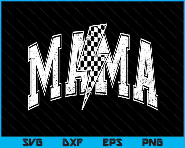 Mama Lightning Bolt Checkered Varsity Mom Women Mother's Day SVG PNG Digital Printable Files