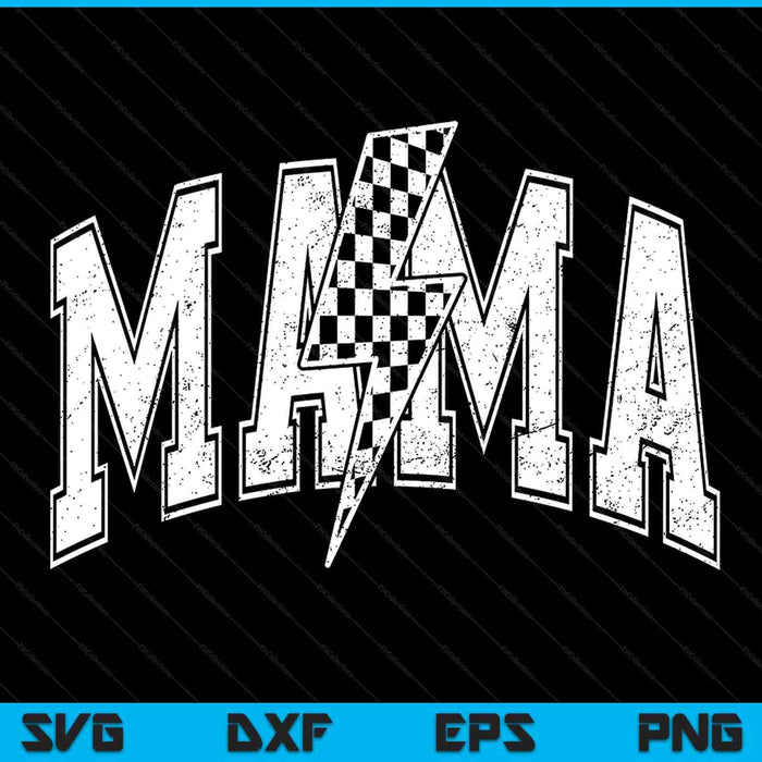 Mama Lightning Bolt Checkered Varsity Mom Women Mother's Day SVG PNG Digital Printable Files