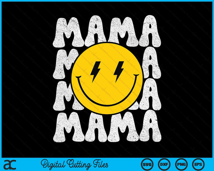 Mama Smiling Face Bolt Eyes Pregnancy Announcement SVG PNG Digital Cutting Files