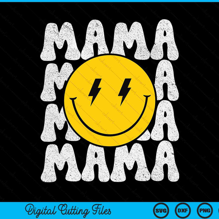 Mama smiling face bolt eyes pregnancy announcement SVG cut file