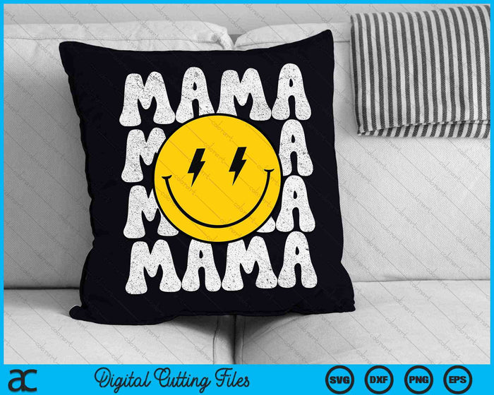 Mama Smiling Face Bolt Eyes Pregnancy Announcement SVG PNG Digital Cutting Files